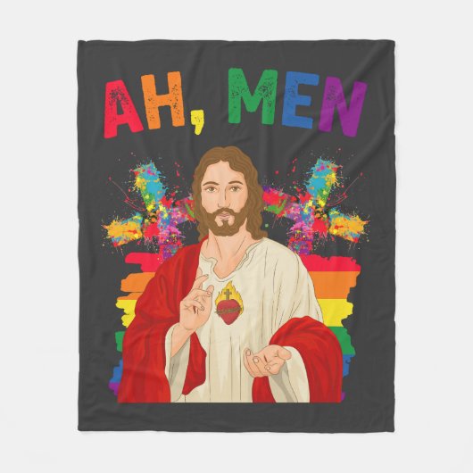 Ah Männer Funny LGBT Gay Pride Jesus Christlich Fleecedecke (Vorderseite)