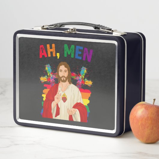 Ah Männer Funny LGBT Gay Pride Jesus Christlich Metall Brotdose (Beispiel)