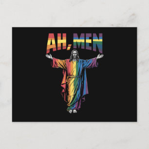 Ah Männer Funny LGBT Gay Pride Jesus Christlich Postkarte