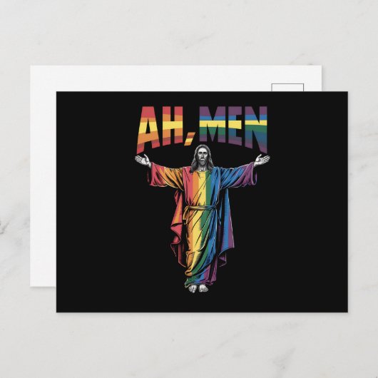 Ah Männer Funny LGBT Gay Pride Jesus Christlich Postkarte (Vorne/Hinten)