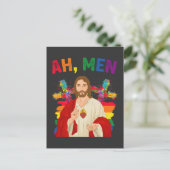 Ah Männer Funny LGBT Gay Pride Jesus Christlich Postkarte (Stehend Vorderseite)