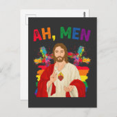 Ah Männer Funny LGBT Gay Pride Jesus Christlich Postkarte (Vorne/Hinten)