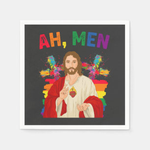 Ah Männer Funny LGBT Gay Pride Jesus Christlich Serviette
