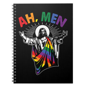 Ah Männer Funny LGBT Gay Pride Jesus Rainbow Flag  Notizblock