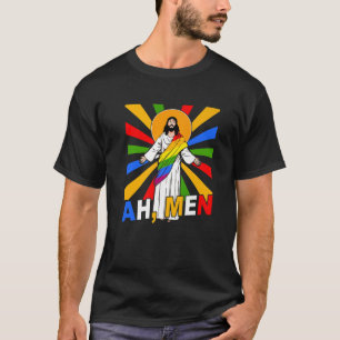 Ah Männer Funny LGBT Gay Pride Jesus Rainbow Flag T-Shirt