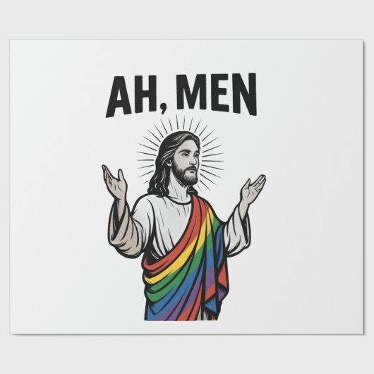 Ah Männer Funny LGBT Gay Pride Jesus Rainbow Geschenkpapier (Flach)