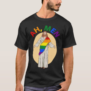 Ah Männer Gay Pride Jesus Regenbogen LGBT Flagge C T-Shirt