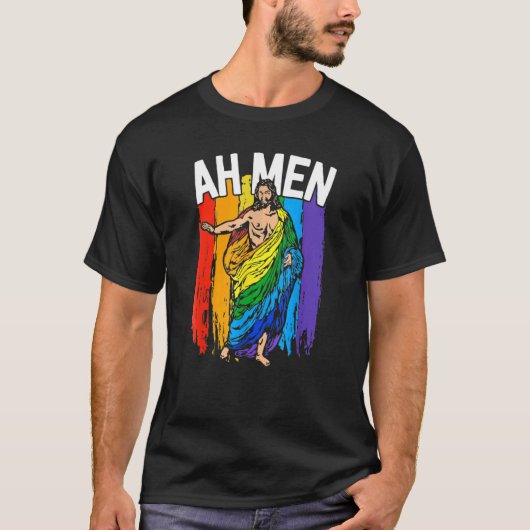 Ah Männer Lgbt Jesus Rainbow Christlich T-Shirt (Vorderseite)