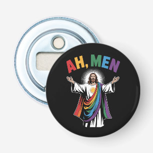 Ah Männer Lustig Jesus LGBTQ Gay Pride Regenbogen Flaschenöffner