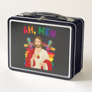 Ah Männer Lustig LGBT Gay Pride Jesus Christlich Metall Brotdose