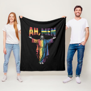 Ah Männer lustige LGBT Gay Pride Jesus Christlich Fleecedecke