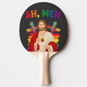 Ah Männer Lustige LGBT Gay Pride Jesus Christlich Tischtennis Schläger