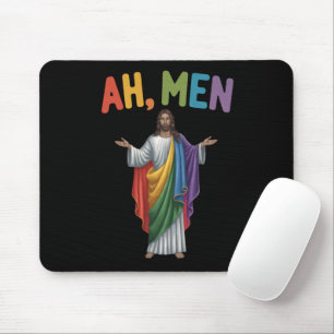 Ah Männer lustige LGBT Gay Pride Jesus Regenbogenf Mousepad