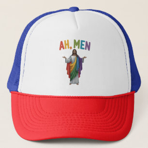 Ah Männer lustige LGBT Gay Pride Jesus Regenbogenf Truckerkappe