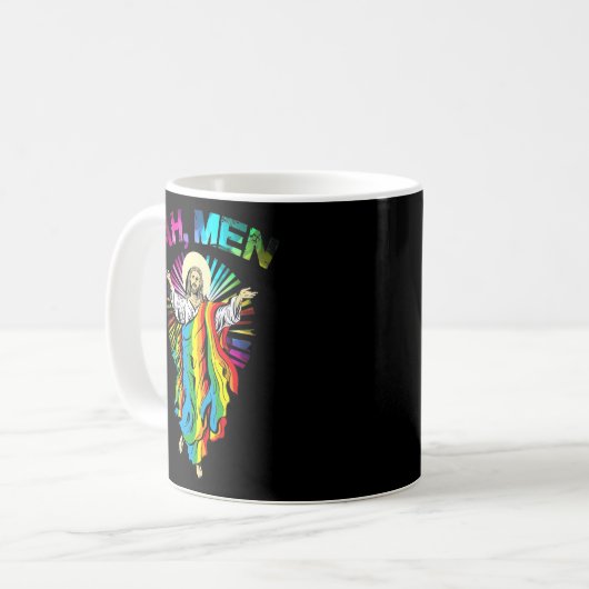 Ah Männer Rainbow Gay Jesus Christlicher LGBT-Stol Kaffeetasse (Vorderseite Links)