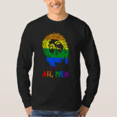 Ah Männer Rainbow LGBTQ Pride Flag Gay Jesus Chris T-Shirt (Vorderseite)