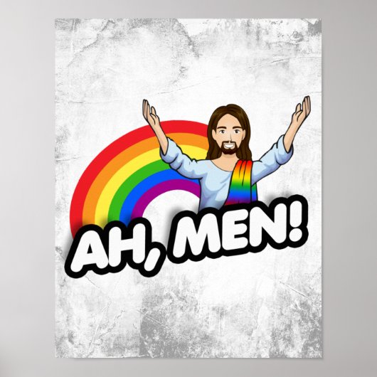 Ah Männer - Regenbogen Jesus Poster (Vorne)