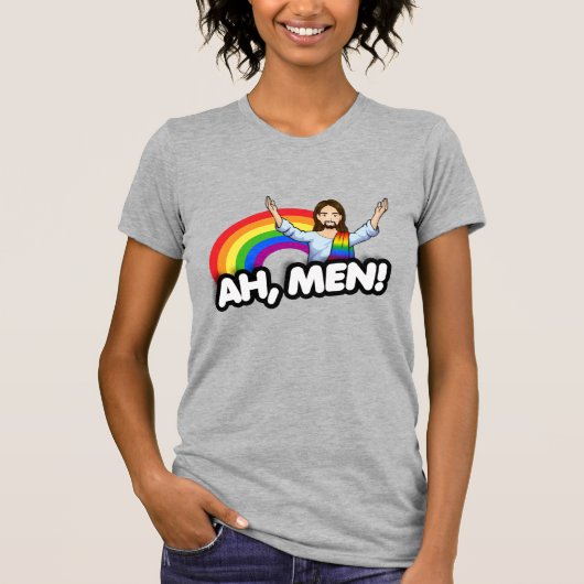 Ah Männer - Regenbogen Jesus T-Shirt (Vorderseite)