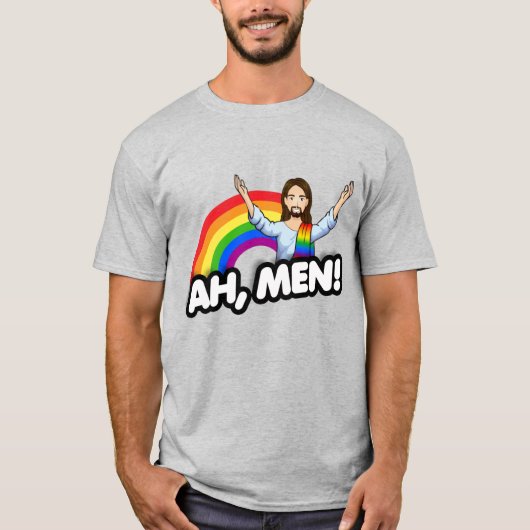 Ah Männer - Regenbogen Jesus T-Shirt (Vorderseite)