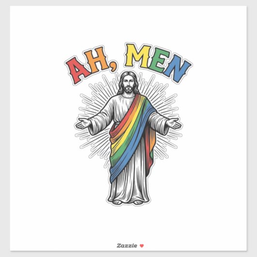 Ah Männer Regenbogen Religiös Vintage Aufkleber (Blatt)