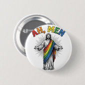 Ah Männer Regenbogen Religiös Vintage Button (Vorne & Hinten)