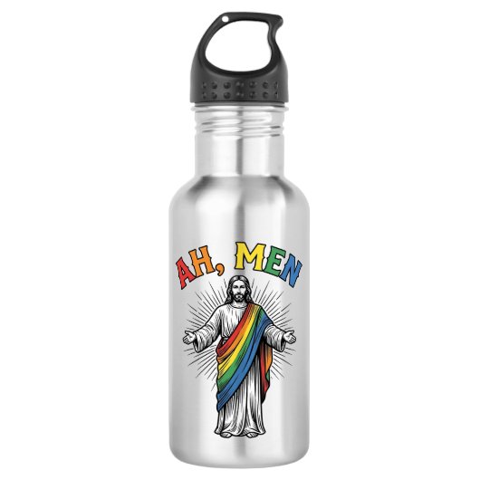 Ah Männer Regenbogen Religiös Vintage Edelstahlflasche (Vorderseite)