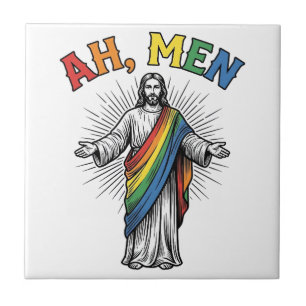 Ah Männer Regenbogen Religiös Vintage Fliese