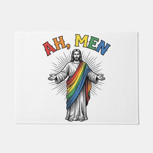 Ah Männer Regenbogen Religiös Vintage Fußmatte (Vorderseite)