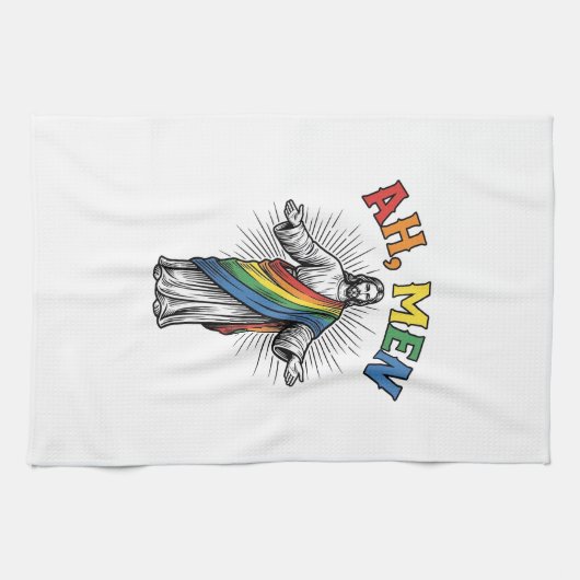 Ah Männer Regenbogen Religiös Vintage Geschirrtuch (Horizontal)