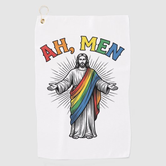 Ah Männer Regenbogen Religiös Vintage Golfhandtuch (Vorderseite)