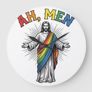 Ah Männer Regenbogen Religiös Vintage Große Wanduhr