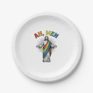 Ah Männer Regenbogen Religiös Vintage Pappteller