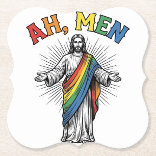 Ah Männer Regenbogen Religiös Vintage Untersetzer