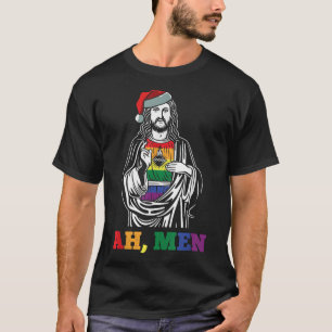 Ah Männer Weihnachts lustige LGBTQ Pride XMas Jesu T-Shirt