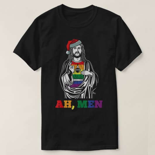 Ah Männer Weihnachts lustige LGBTQ Pride XMas Jesu T-Shirt (Design vorne)