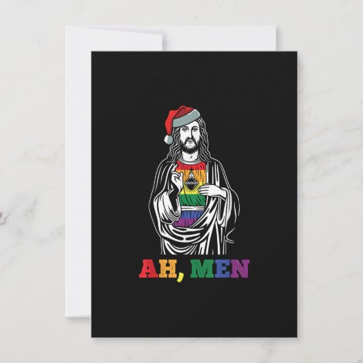 Ah Männer Weihnachtslustige LGBT-Q Pride XMas Jesu Einladung (Vorderseite)
