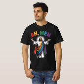 Ah Men Funny Jesus LGBTQ Gay Pride Rainbow T-Shirt (Vorne ganz)
