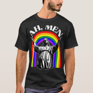 Ah Men Jesus Equality Lgbt Gay Pride Rainbow Chris T-Shirt