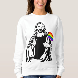 Ah Men LGBT Gay Lesbian Prix Jesus Rainbow Flag C Sweatshirt