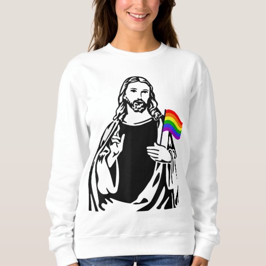 Ah Men LGBT Gay Lesbian Prix Jesus Rainbow Flag C Sweatshirt (Vorderseite)