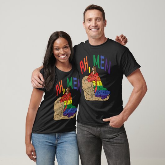 Ah Men  LGBT Gay Pride Jesus Prayer Rainbow Flag T-Shirt (Unisex)