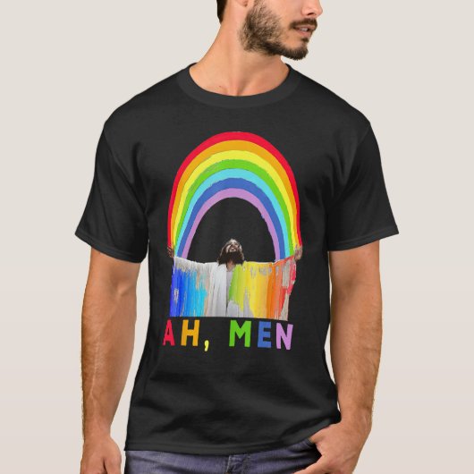 Ah Men Rainbow Gay Jesus Christian Gay Rights Gay T-Shirt (Vorderseite)