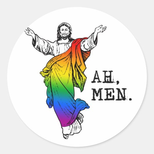 Ah Men T - Shirt Runder Aufkleber (Vorderseite)