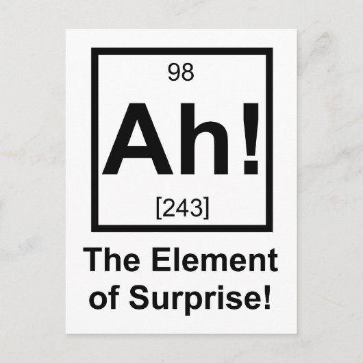 Ah the Element of Surprise Periodic Element Symbol Postkarte (Vorderseite)