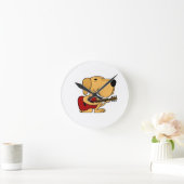 AH- Welpenhund Gitarrenwall-Uhr Runde Wanduhr (Zuhause)
