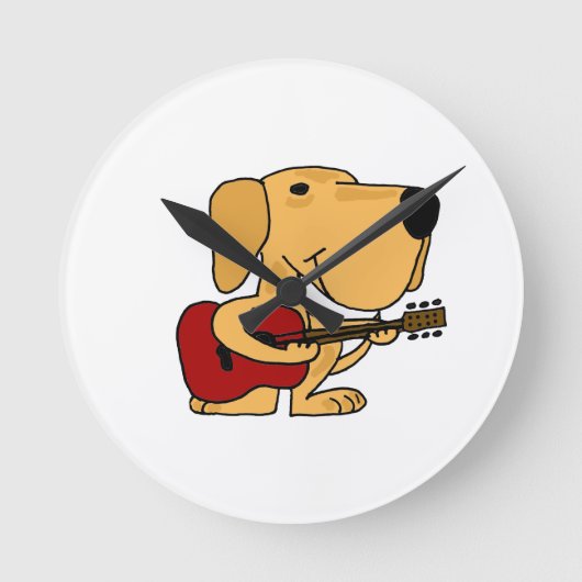 AH- Welpenhund Gitarrenwall-Uhr Runde Wanduhr (Vorderseite)