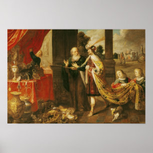 Ahasuerus, das Mordecai seinen Schatz zeigt Poster