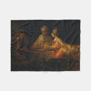 Ahasuerus Haman Esther Rembrandt Biblical Barock Fleecedecke