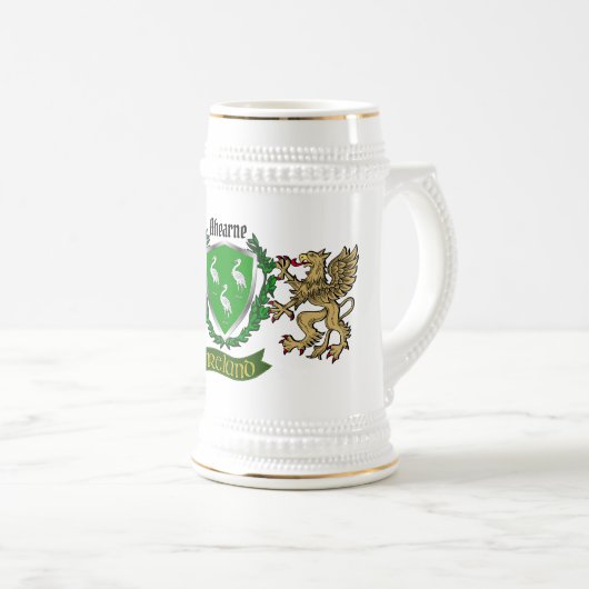 Aherne/Ahern Irish Shield Personalisiert Bierglas (VorderseiteRechts)