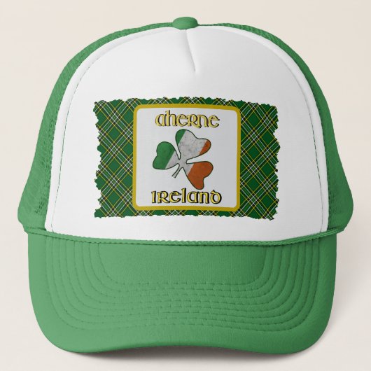 Aherne Irish Flag Kleeblatt Trucker Hat Truckerkappe (Vorderseite)